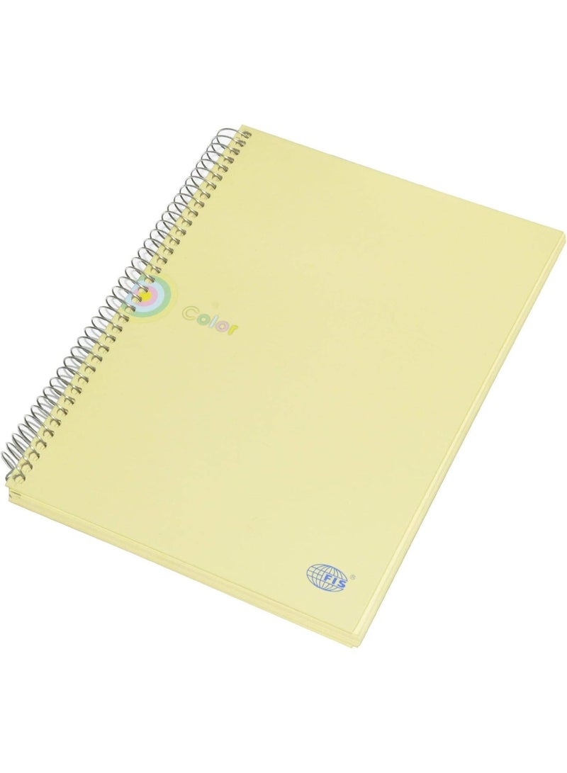 FIS Spiral Hard Cover Color Notebook, Single Ruled, 100 Sheets, Cream Color Paper, Micro Perforation, 6 Punch Holes and Safety Lock, 80 gsm, B5 Size - FSNBSB5100CR - Image 1